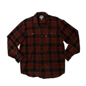 Carhartt Flannel Shirt Mens XL Tall Plaid Heavyweight Work Cotton Long Sleeve